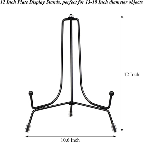 2 Pack Upgraded Plate Display Stands, 12 Inch Anti-Slip Iron Photo Holder Stands, Compatible with 13 to 18 Inch