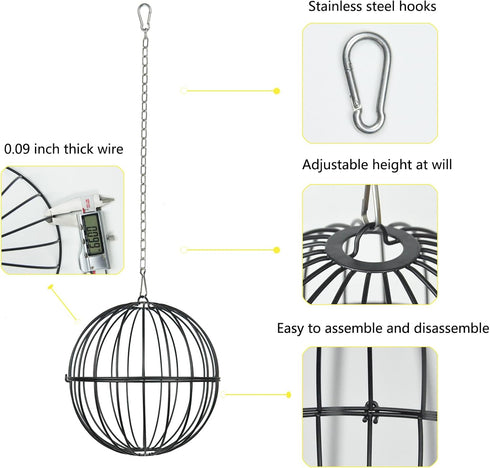 PAMGFCE 7.4 Inch Accessories.2pcs Hanging Chicken Feeder, Metal Large Chicken Ball Cage,Hen Food Rack, Chicken Feeding