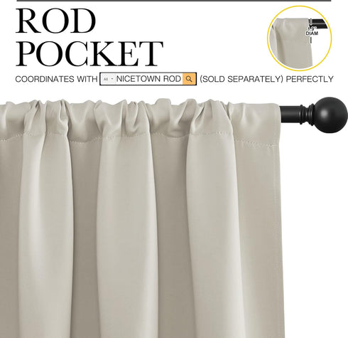 NICETOWN Blackout Curtains for Living Room, Room Darkening Window Panels, Easy-Care Thermal Insulated Drapes