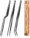Fine Cooking Tweezers Set, Professional Stainless Steel Food Tongs, Long Chef Tweezer for Cooking and Plating