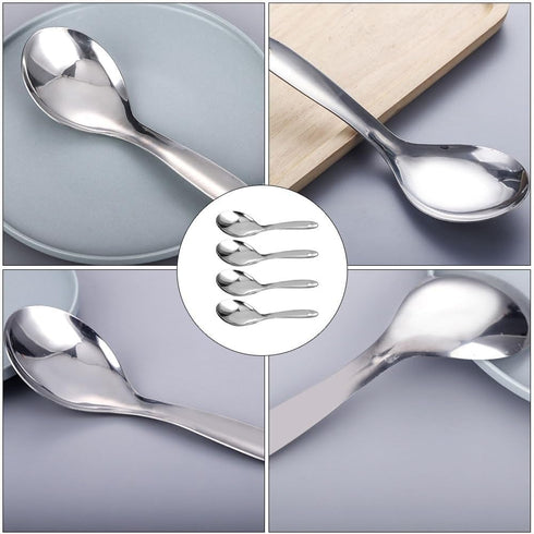 Hemoton 4Pcs Stainless Steel Rice Spoon Set, Non-Stick Rice Paddle, Cooking Spoon for Home Kitchen, Soup Spoons
