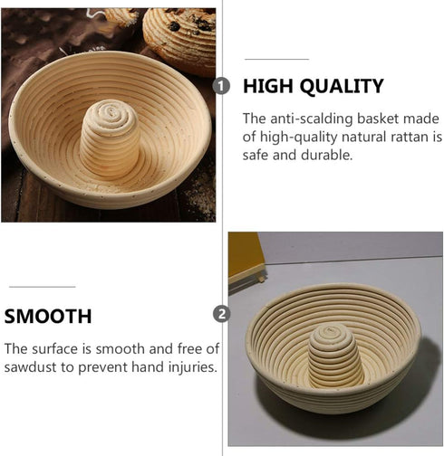 Cabilock Circular Bread Banneton Proofing Basket, Hand Woven Rattan Dough Proving Bowl for Sourdough