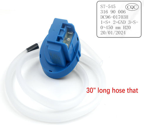 Washer Water Level Switch DC96-01703H Washing Machine Pressure Sensor for Samsung 3997570 PS876404 AP5799898 WA48 WA50 WA52 WA56 Replacement parts With 30" Long Hose