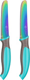 Kids Tomato Steak Knife Set (Aqua) - 2pcs, Skin Friendly Serrated Edge Stainless Steel for Real Cooking