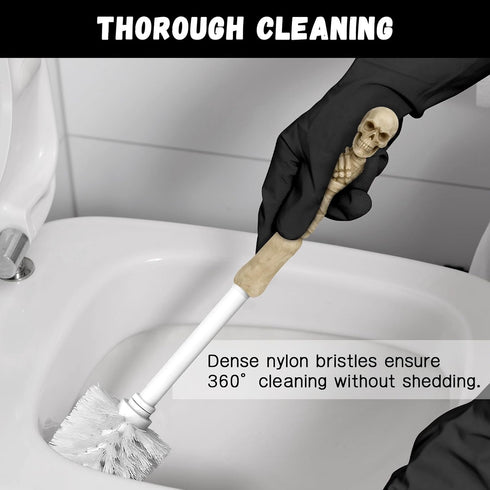 Set Set,Space Toilet Brush and Holder for Bathroom,Skullduggery Skeleton Gothic Bathroom Decor Toilet Bowl Brush Saving