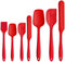 Silicone Spatula Set of 7, P&P CHEF Heat-Resistant Rubber Utensils for Non-Stick Cooking, Baking, Mixing, Red