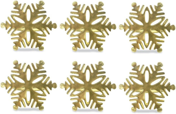 DII Christmas Thanksgiving Holiday Tabletop Décor Collection - Decorative Napkin Ring Holder Set, Gold Snowflake