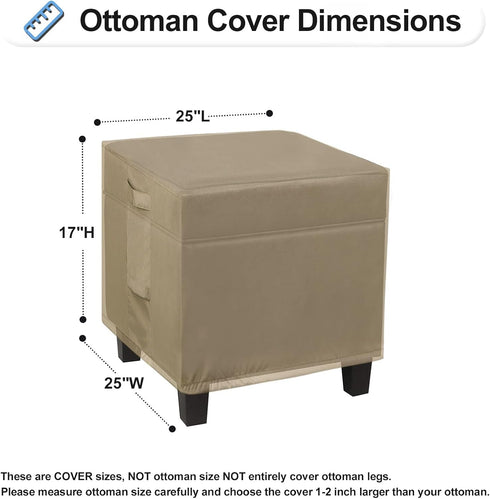 25L 25W 17H Inch, OutdoorLines Outdoor Waterproof Patio Ottoman Covers - Square UV-Proof Patio Side Table Cover