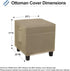 25L 25W 17H Inch, OutdoorLines Outdoor Waterproof Patio Ottoman Covers - Square UV-Proof Patio Side Table Cover