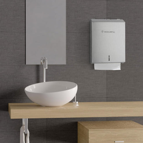 Commercial 400 /420 SUS304 Paper Towel Dispenser Wall Mount: Large Capacity Paper Towel Holder for Bathroom with Lock