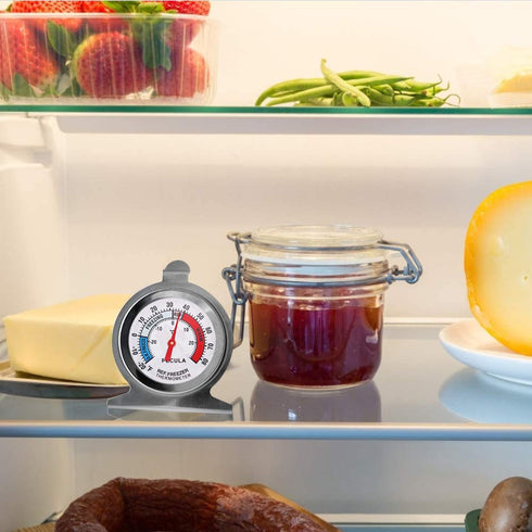 4PACK Refrigerator Thermometer, Classic Fridge Thermometer with Red Indicator, Large Dial for Freezer Refrigerator