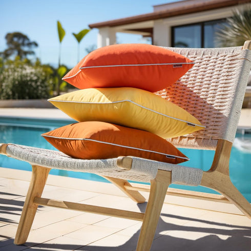 Woaboy Set of 2 Fall Outdoor Waterproof Pillow Covers - 18x18 Inch Orange Decorative Throw Pillow Covers