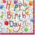 Happy Birthday Paper Cocktail Napkins - Caspari, 20 Count, Multicolor