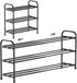 3 Closet,Slim Expandable Shoe Rack, Tier Adjustable Shoe Organizer Shelf for Narrow Black Metal Free Standing Shoe Rack