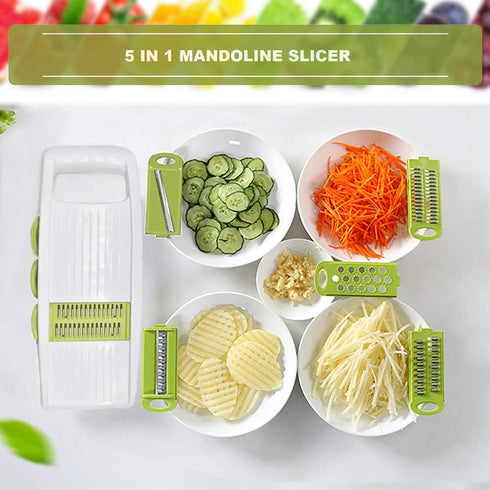5 in 1 Mandoline Slicer, Multi Blade Vegetable Cutter, Potato Veggie Slicer, Green
