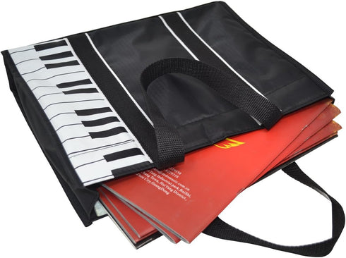 Piano Keys Music Tote Bag, Waterproof Oxford Cloth Handbag with 5mm Sponge, Shopping Bag with Magnetic Snaps