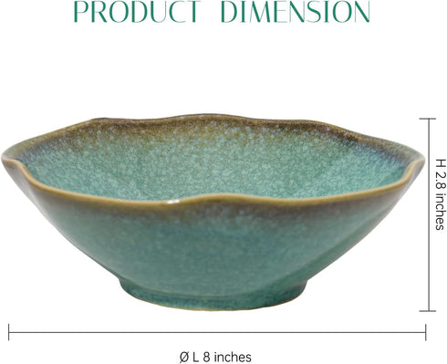 7.6'' Decorative Bowl Ceramic, Ruffle Catch All Key Bowls for Entryway Table, Coffee Table Bowl Decor, Handcrafted