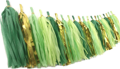 20PCS Green Paper Tassels Garland - Banner Table Decor for Wedding, Birthday, Baby Shower Party Decorations
