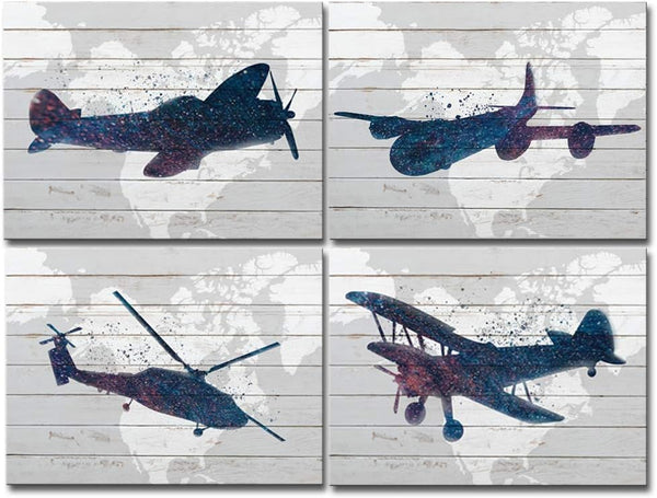 LoveHouse Vintage Airplane Wall Decor Plane Canvas Wall Art for Boys Room