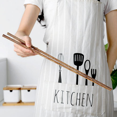 16.5 Inch Long Wooden Cooking Chopsticks, 10 Pairs for Hot Pot, Frying, Noodle Cooking