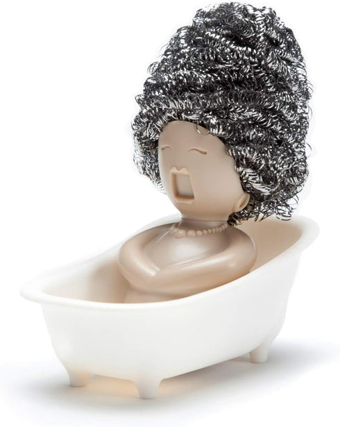 PELEG DESIGN Soap Opera Sponge Holder for Kitchen Sink - Cute Dish Scrubber Organizer with Metal Scrubber