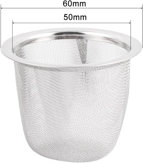 uxcell 8pcs Stainless Steel Tea Leaf Spice Round Wire Mesh Teapot Filter Strainer, 60mm Dia, 50mm Depth