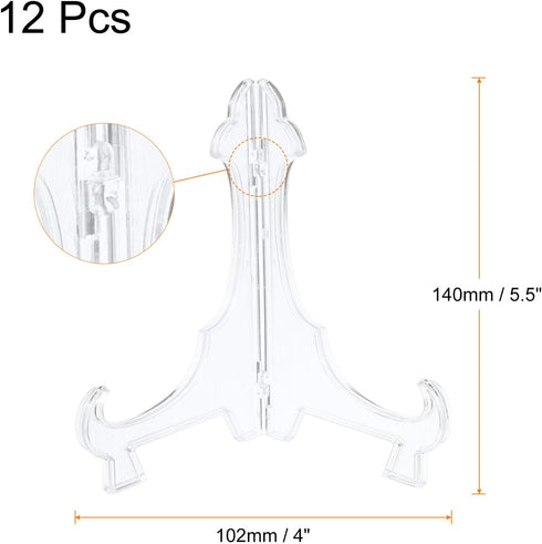 uxcell 12Pcs 5.5" Easel Plate Holder, Plastic Folding Display Stand for Decorative Plates and Picture Frames