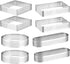Guowall Stainless Steel Cake Ring, Multi Shaped Fruit Tarte Crust, Square Rectangle Round Oval Shape Pastry Food Ring Nonstick DIY Baking Tools - 8pcs