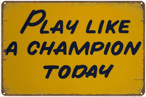 Krouterebs Play Like a Champion Today Antique Metal Tin Sign Bar Home Bathroom