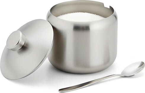 15oz hiwafifi Sugar Bowl with Lid And Spoon, Stainless Steel Sugar Creamer Container, Round Sugar Jar, Durable Sugar