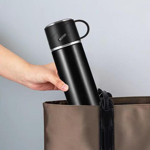 Insulated Water Bottle, Stainless Steel Travel Coffee Mug, Vacuum Flask for Hot and Cold Drinks, 16.23 oz/480ml, Black