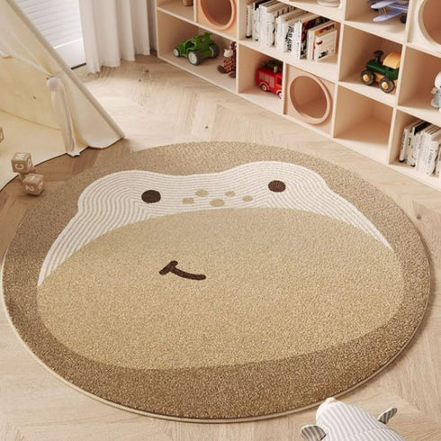 Poowe Cute Animals Kids Room Rug,47.2" Round Washable Area Rugs Nursery Rug for