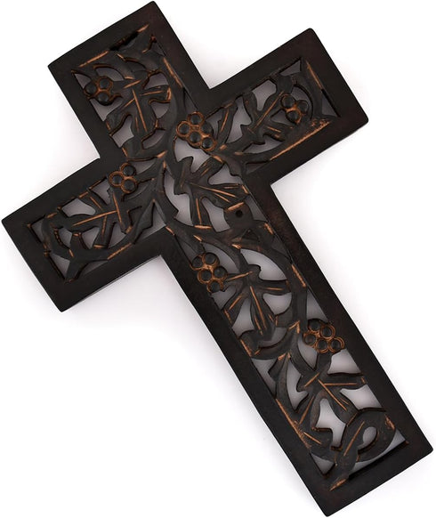 Nirvana Class Wooden Wall Hanging Cross, Handmade Antique Design for Home Living Room Décor Accessory