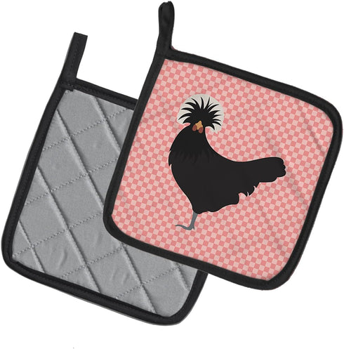 Caroline's Treasures BB7834PTHD Polish Poland Chicken Pink Check Pot Holders, 7 1/2 x 7 1/2