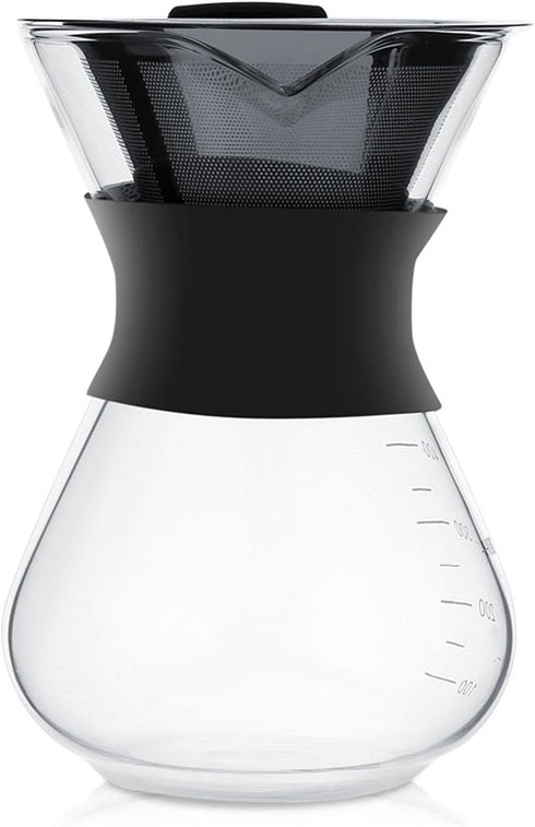 Manual Hand Drip Coffee Maker, Glass Pot with Stainless Steel Filter, Chemex Kaffeekaraffe 400 Drip Coffee
