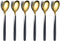 Homquen 6 Pieces Black and Gold Plating Coffee Spoons, 6.3" Modern Design Stainless Steel Tea Spoons Set