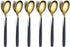 Homquen 6 Pieces Black and Gold Plating Coffee Spoons, 6.3" Modern Design Stainless Steel Tea Spoons Set