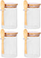 CZFWin 4 Pack Glass Containers with Lids and Spoons, Overnight Oat Container with