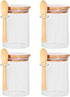 CZFWin 4 Pack Glass Containers with Lids and Spoons, Overnight Oat Container with