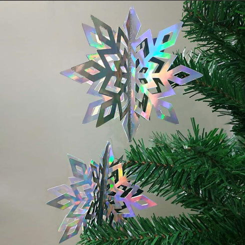 Cheerland Winter Wonderland Iridescent Snowflake Hanging Garland Decorations, Holographic Paper Snowflakes for Christmas