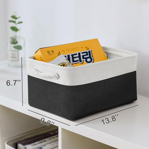 TheWarmHome 1 Pack Storage Bins for Shelves - 13.8x9.7x6.7 inch Organizer Basket for Closet, Laundry, Nursery (White &