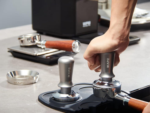 IKAPE 49mm Espresso Tamper, Premium Barista Coffee Tamper with Calibrated Spring Loaded, Flat Stainless Steel Base