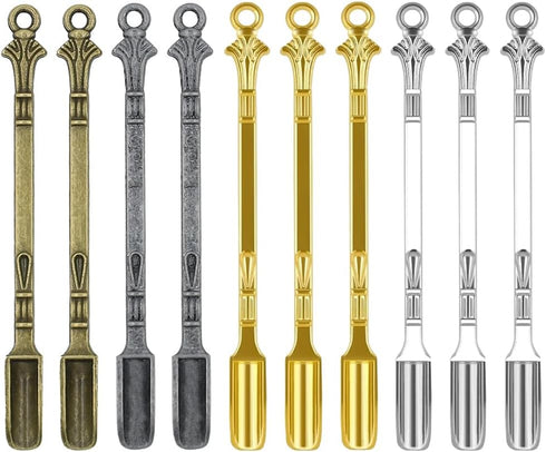 10 PCS Mini Spoon Shovel Alloy Tableware Charm, Tiny Shovel Spoon for Necklace DIY Craft Jewelry Making Keychain
