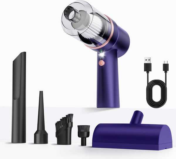 Handheld Vacuum Cleaner with LED Light, 9000 PA Portable Cordless Car Vacuum for Home and Office
