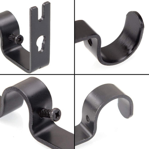12 PCS Heavy Duty Double Curtain Rod Brackets, Black Wall Mount Holder for Double Rod