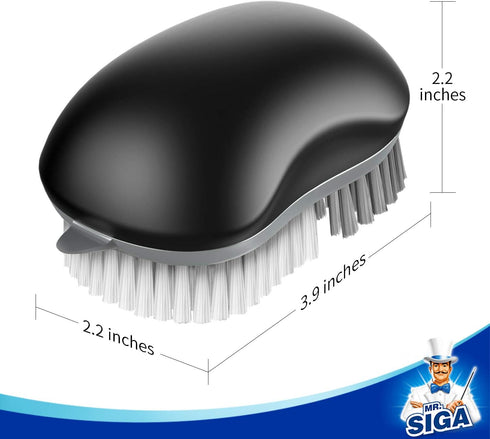MR.SIGA Fruit and Vegetable Cleaning Brush, Pack of 2, Non Slip Comfortable Grip, Black