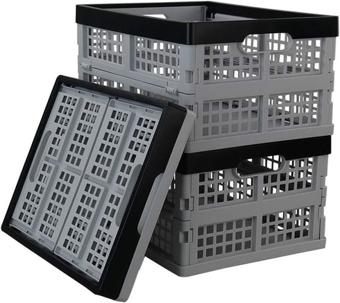 Eagrye 32 L Collapsible Storage Crate, Folding Storage Crates, Set of 3