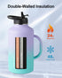 Trebo 64oz Insulated Water Bottle with Straw Lids - Half Gallon Double Wall Stainless Steel Jug