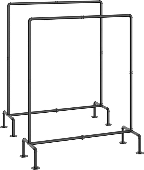 OROPY Set of 2 Industrial Pipe Clothing Rack, Free Standing Heavy Duty Detachable Clothes Rack, Black