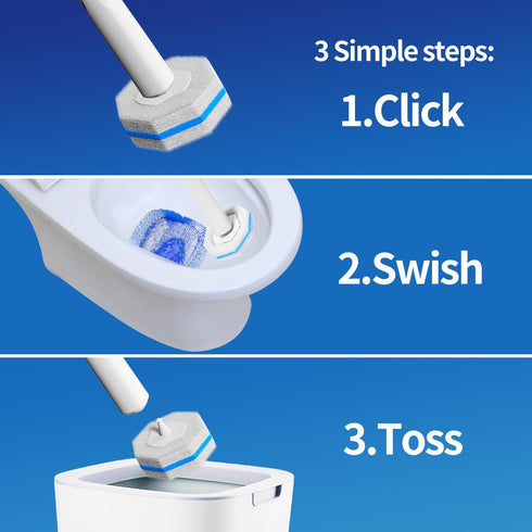 Disposable Toilet Brush Cleaning System with 50 Replacement Brush Heads, Wall Mounted Toilet Wand Kit for Bathroom